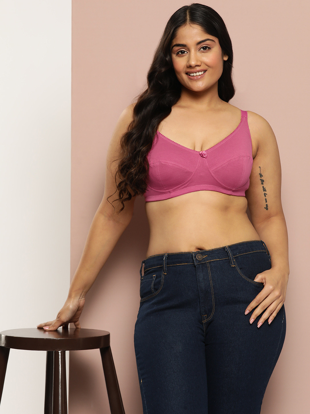 Sztori Plus Size Solid Full Coverage Non Padded Bra