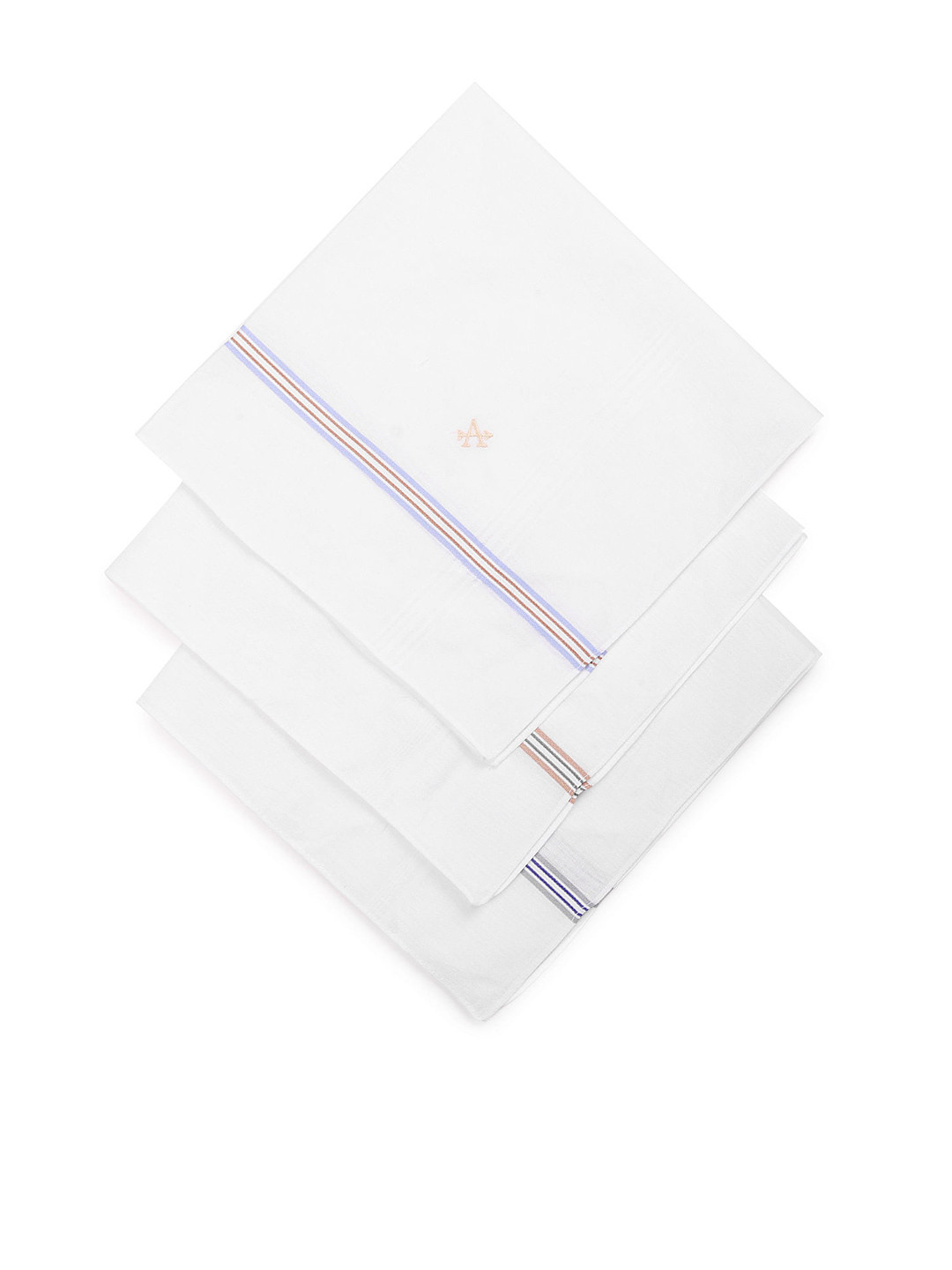 Arrow Men Pack Of 3 Logo Embroidered Pure Cotton Handkerchiefs