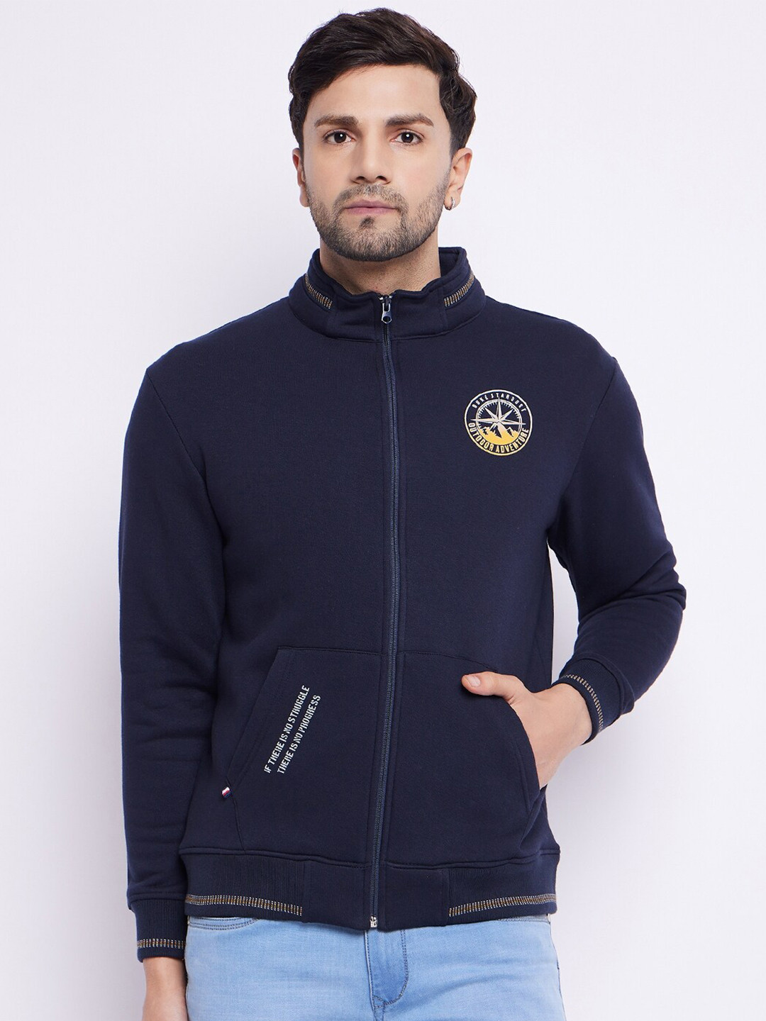 Duke Mock Collar Cotton Front-Open Sweatshirt