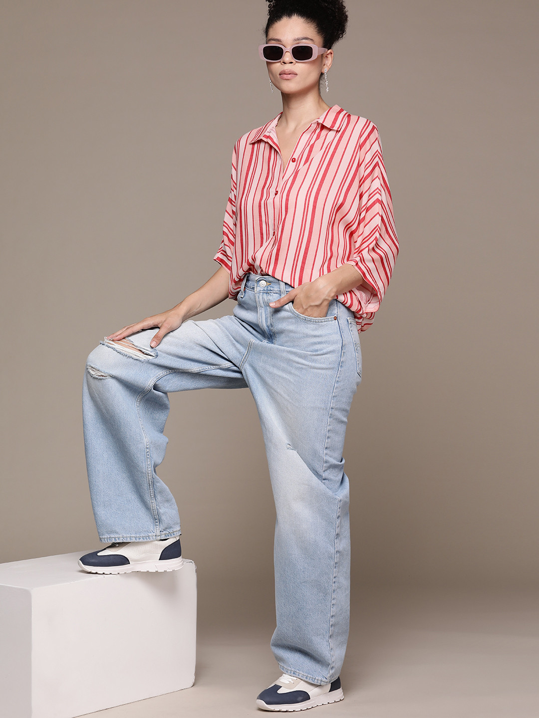 The Roadster Lifestyle Co. Striped Longline Casual Shirt