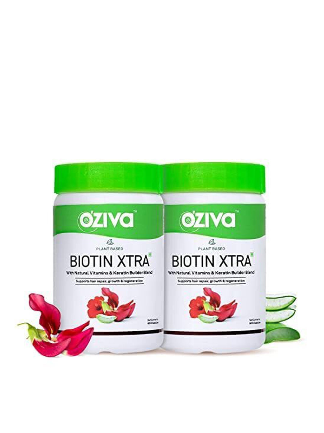 OZiva 2-Pcs Biotin Xtra For Hair Repair & Growth - 60 Capsules Each