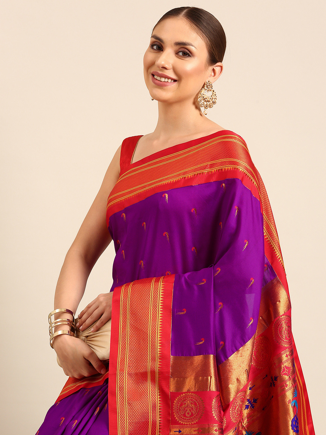 Varkala Silk Sarees Ethnic Motifs Zari Paithani Saree