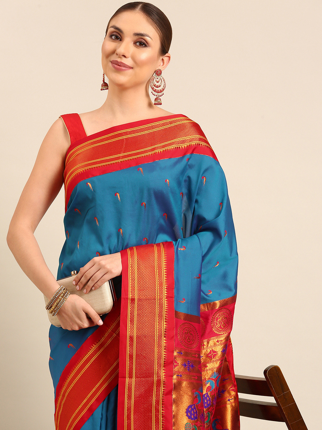 Varkala Silk Sarees Ethnic Motifs Zari Paithani Saree