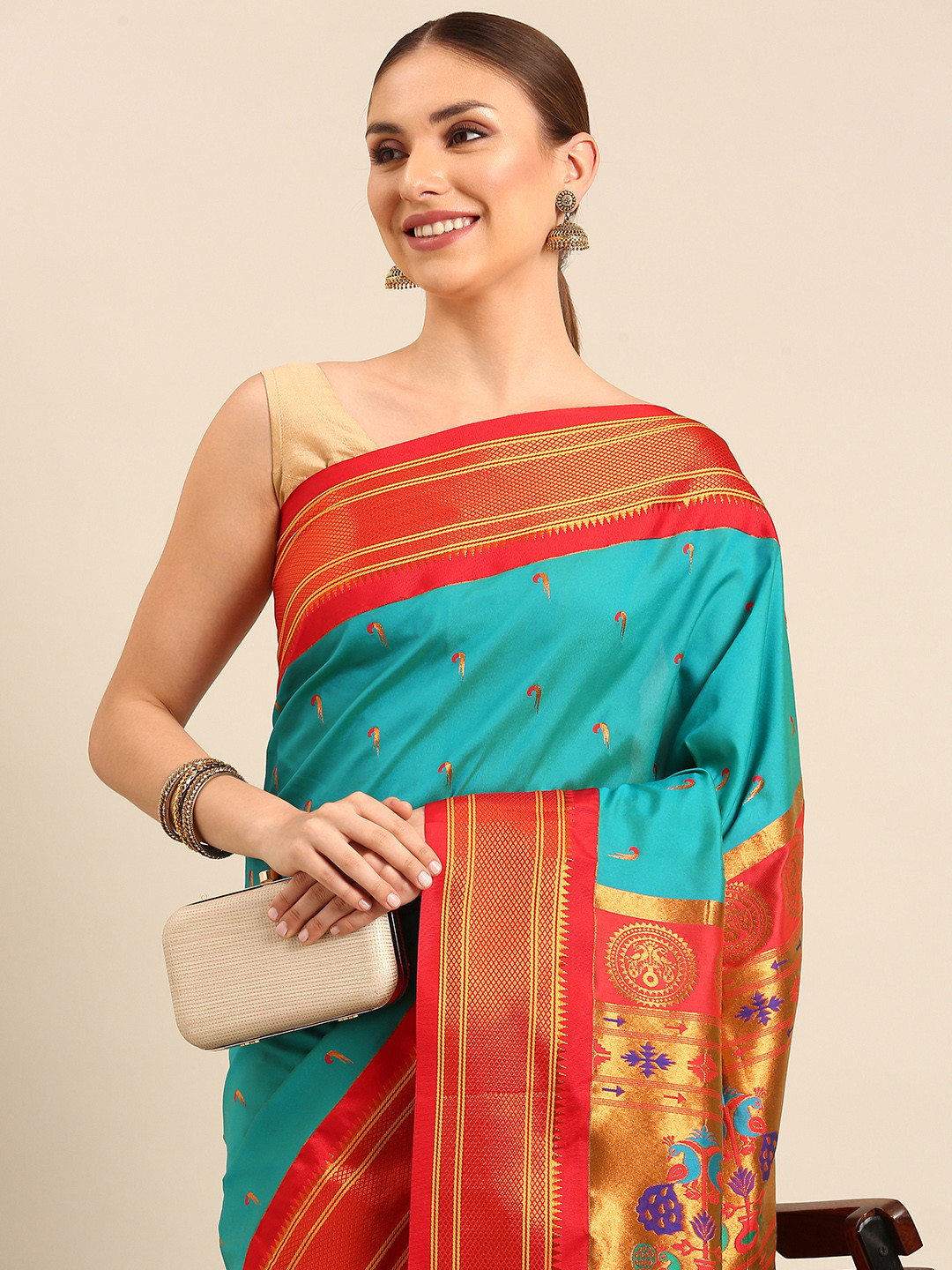Varkala Silk Sarees Ethnic Motifs Zari Paithani Saree