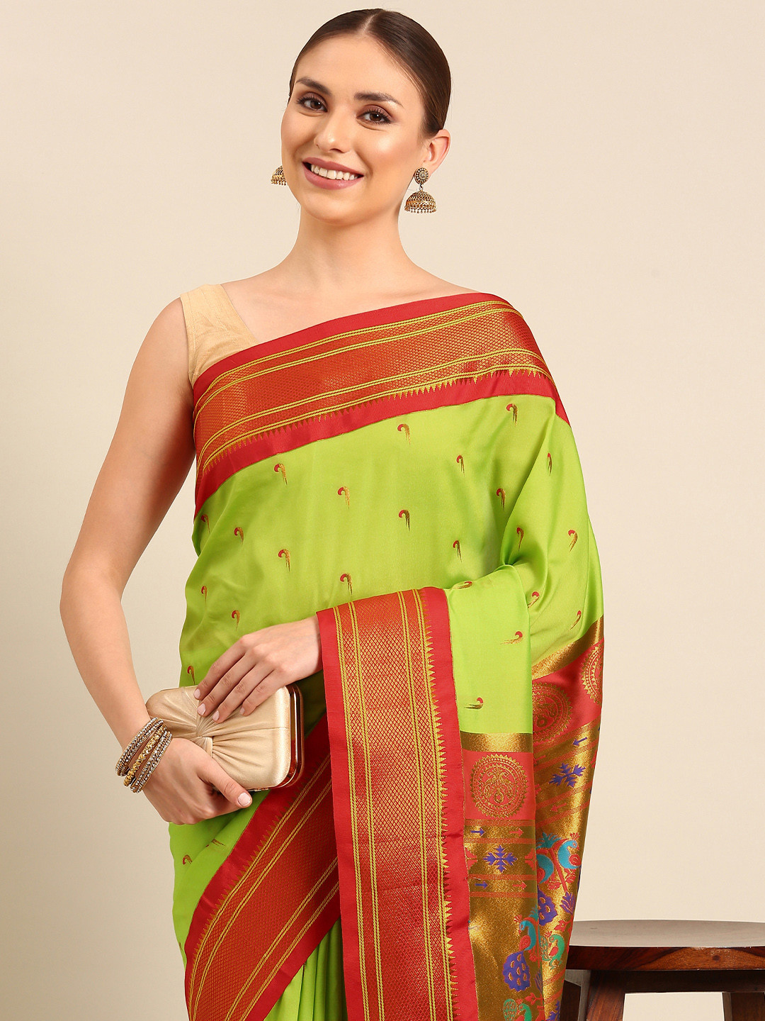 Varkala Silk Sarees Ethnic Motifs Zari Paithani Saree