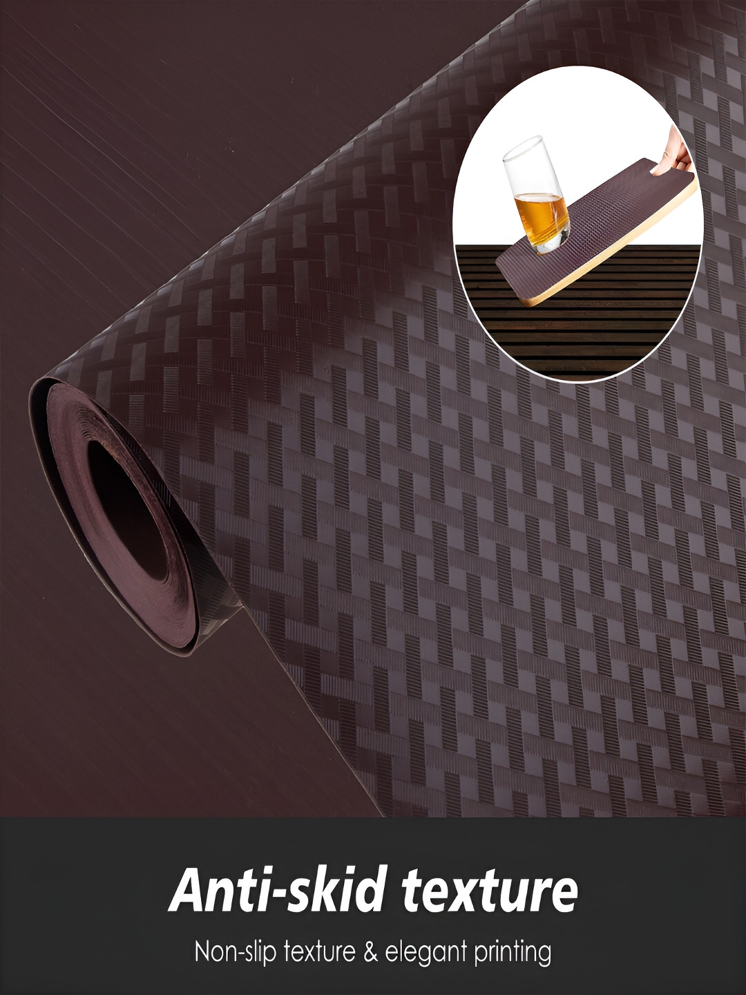 Kuber Industries Brown 2 Pieces Geometric Shelf Liners