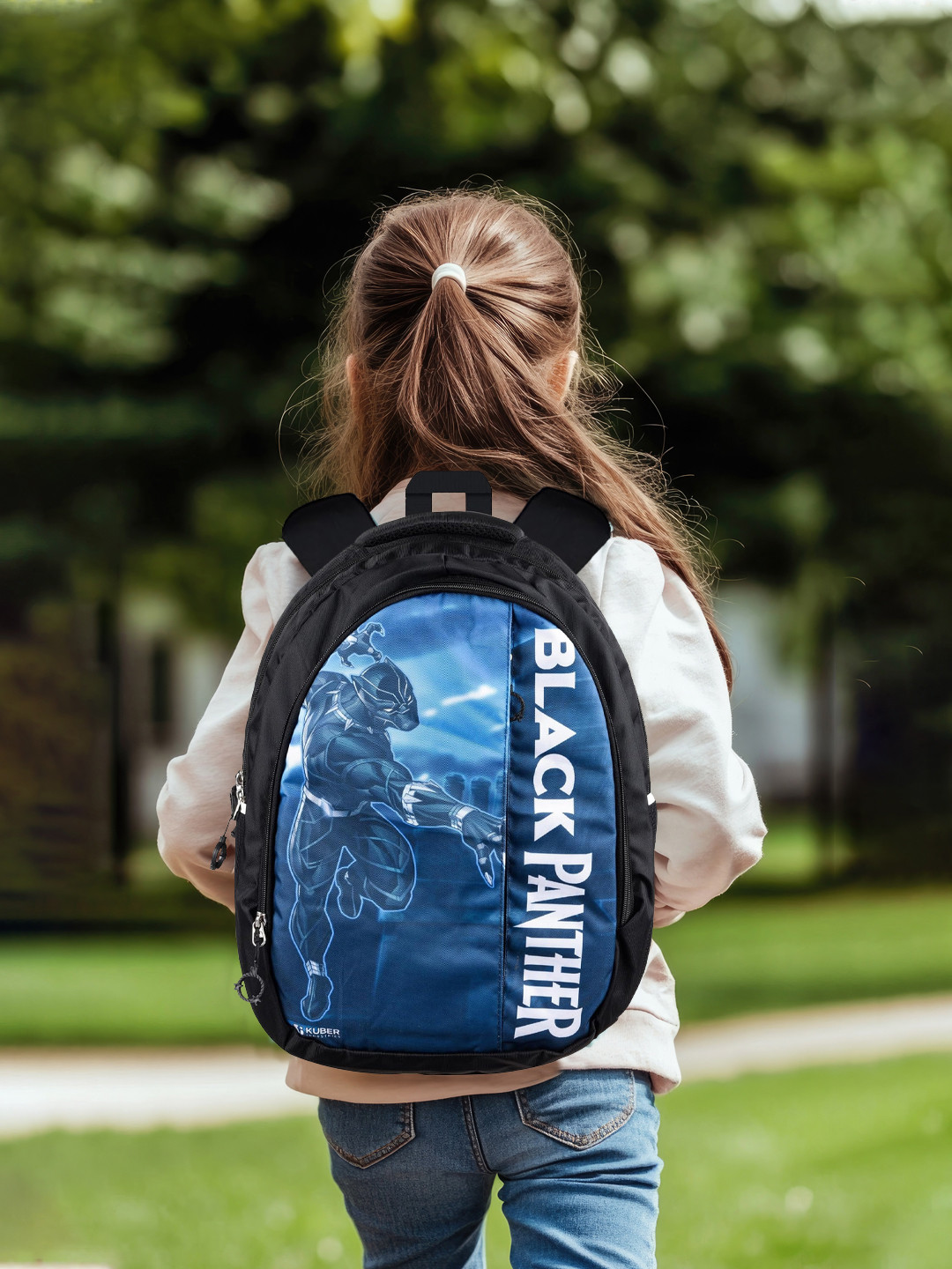 Kuber Industries Disney Marvel Black Printed Padded Backpacks for school kids