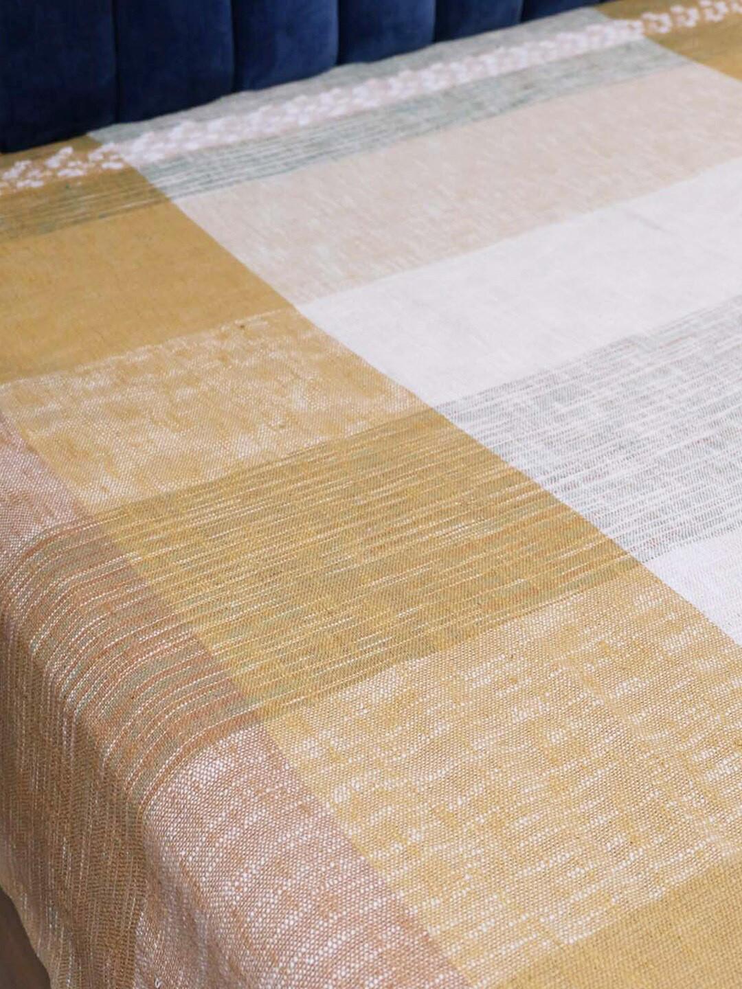 DESIGN GAATHA Checked Pure Cotton Double King Bed Cover