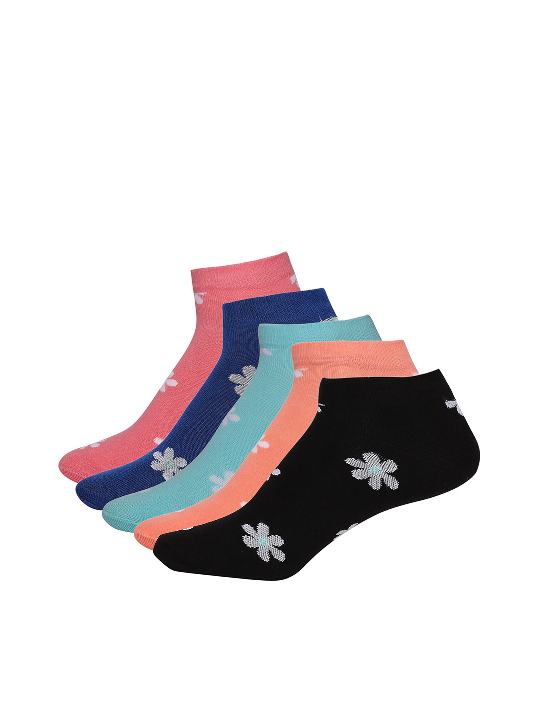 Feelings Women Pack Of 5 Assorted Patterned Cotton Odor-Free Ankle-Length Socks