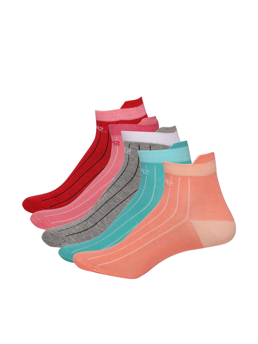 Feelings Women Pack Of 5 Assorted Striped Ankle-Length Socks