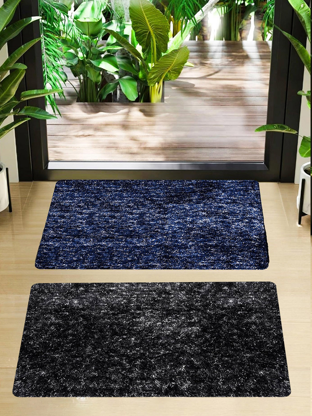 Kuber Industries Pack of 2 Anti-Slip Entrance Door Mats
