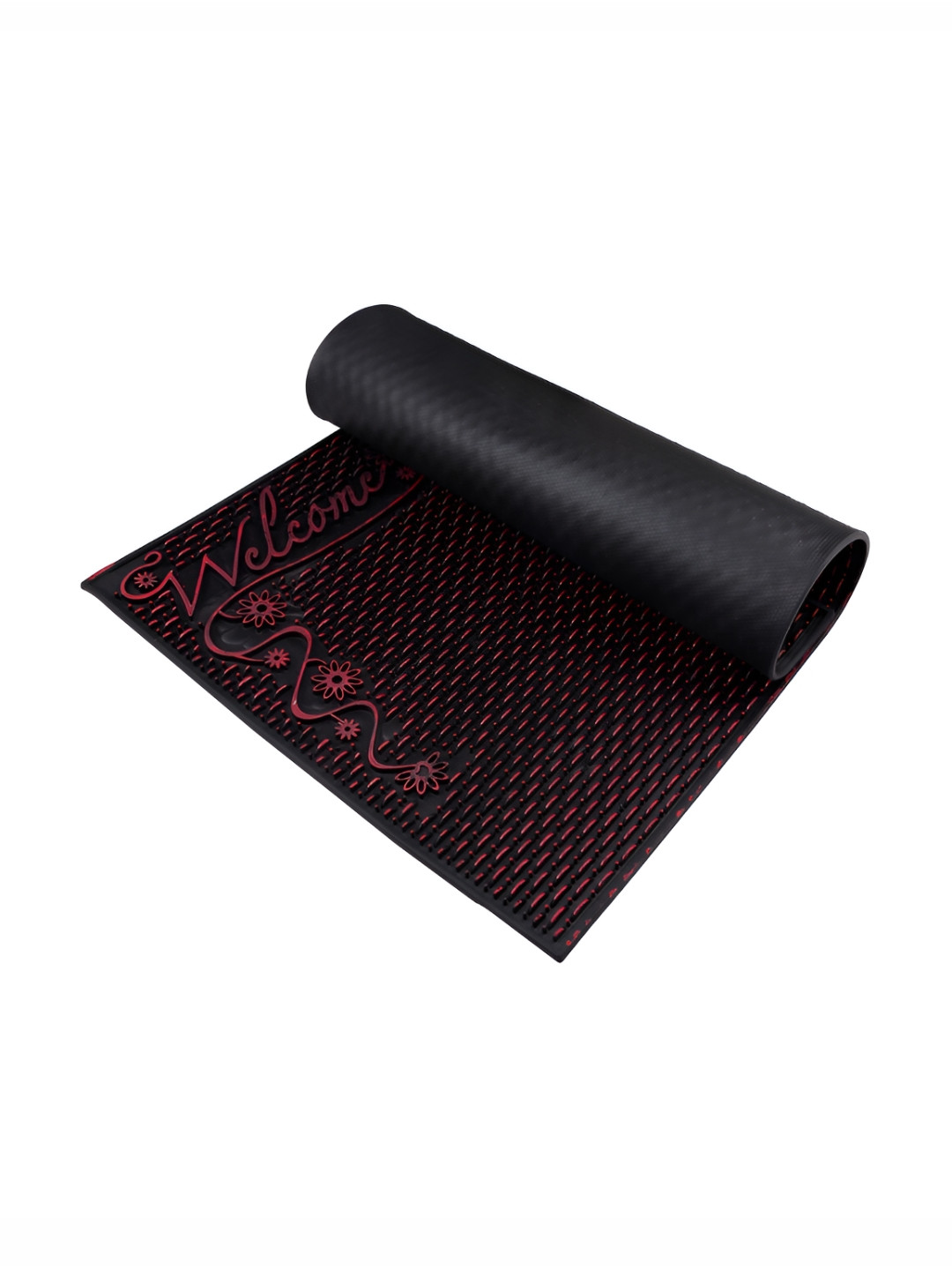 Kuber Industries Pack of 2 Black & Maroon Patterned Door Mat