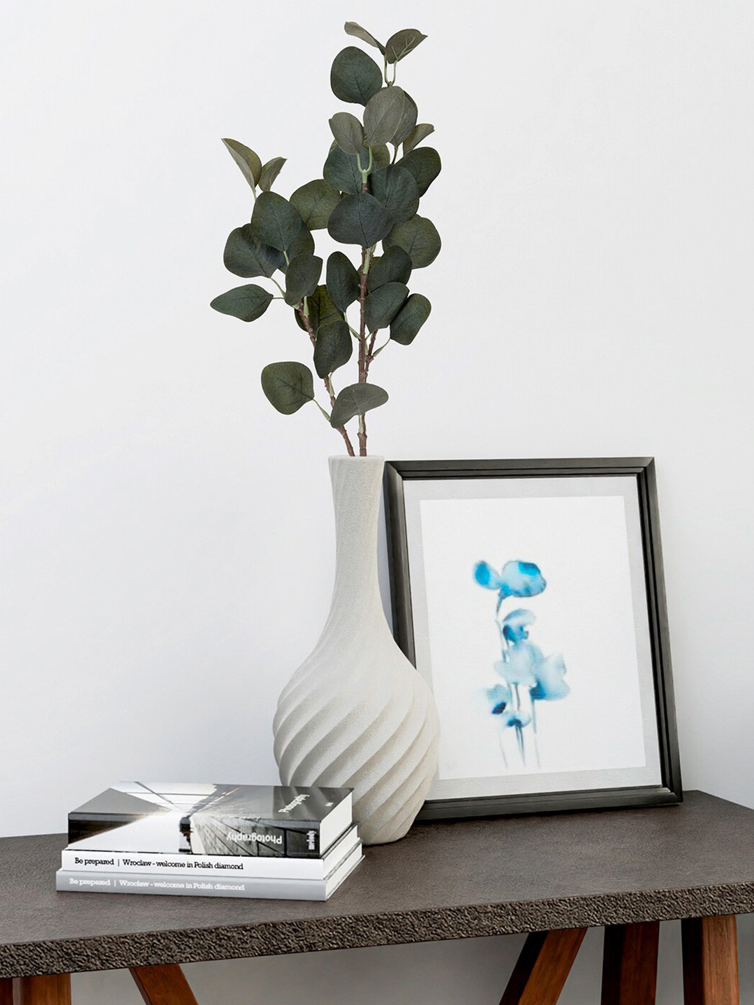 Kuber Industries Green 4 Pieces Artificial Fern Plants Without Vase