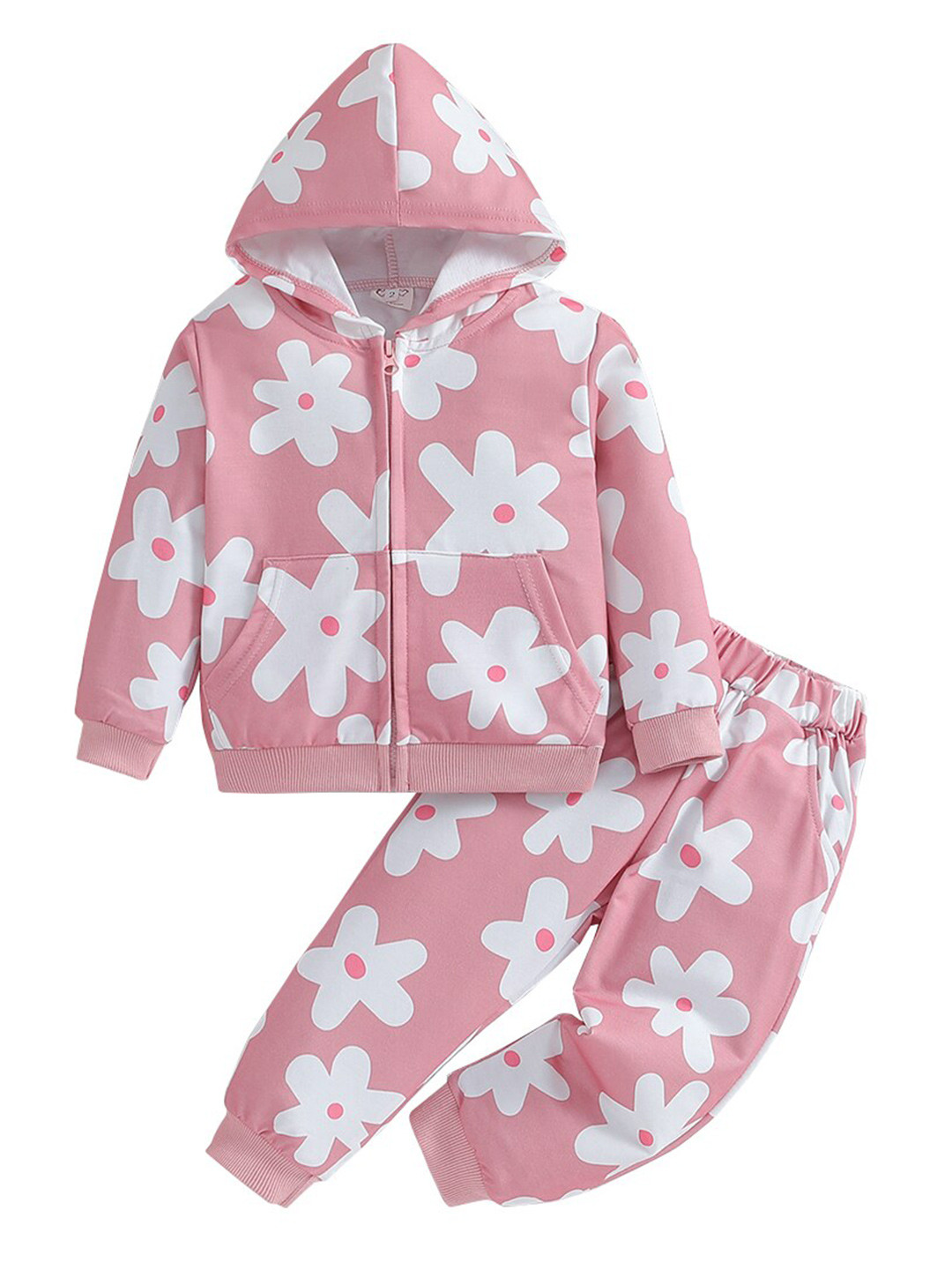 StyleCast Girls Pink Printed Sweatshirt with Joggers