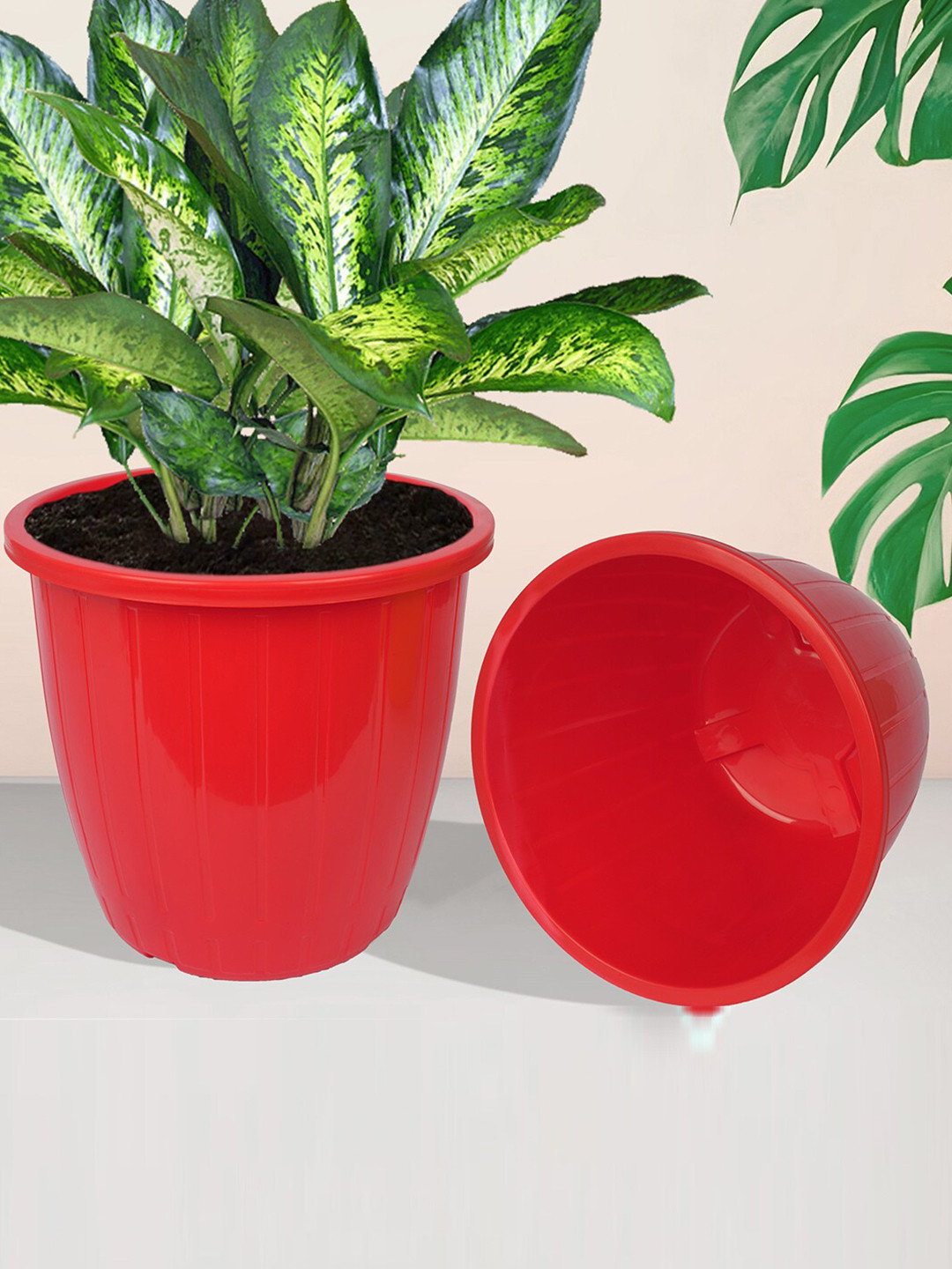Kuber Industries Red & Yellow 4 Pieces Planter Pots