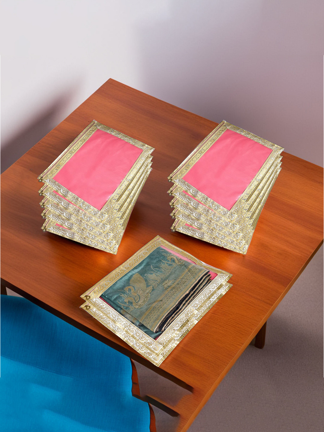 Kuber Industries Pink Set of 12 Regular Fashion Saree Cover Organisers