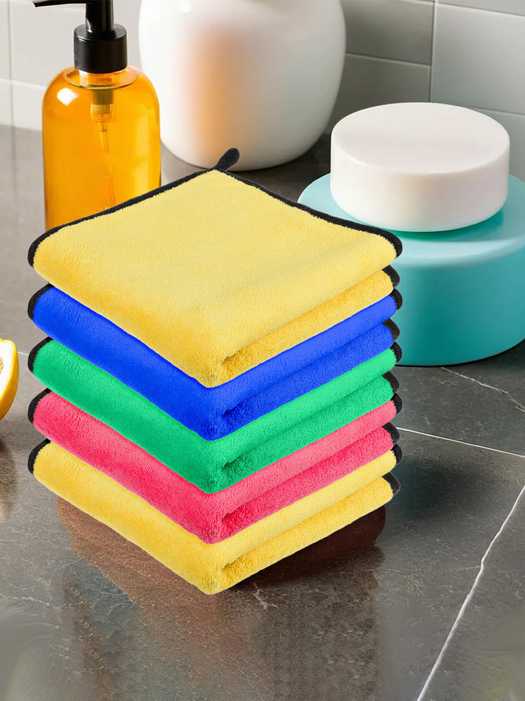 Kuber Industries 5 Pieces Green 400GSM Kitchen Towels