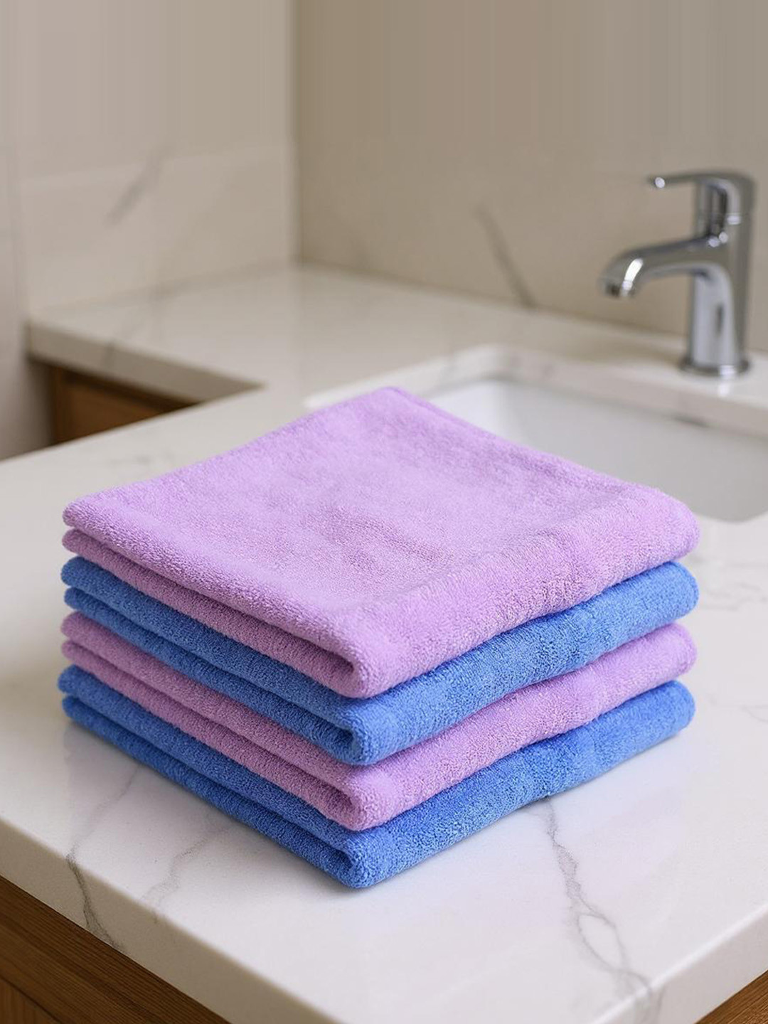 Kuber Industries Lavender & Blue 4 Pieces Microfiber 400 GSM Reversible Kitchen Towels