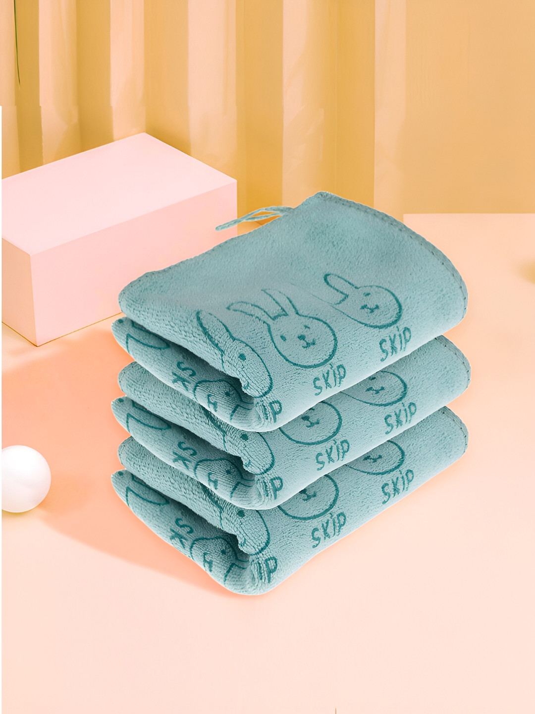 Kuber Industries Green & Blue 6 Pcs Printed Microfiber Kitchen Towels with Hanging Loop