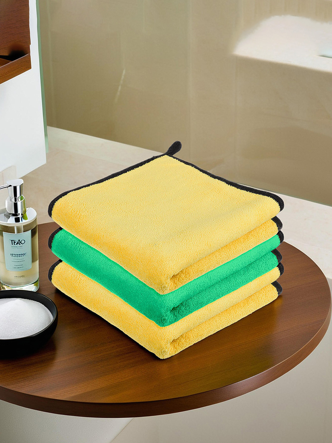 Kuber Industries 400 GSM 3 Pieces Microfiber Kitchen Towels with Hanging Loop