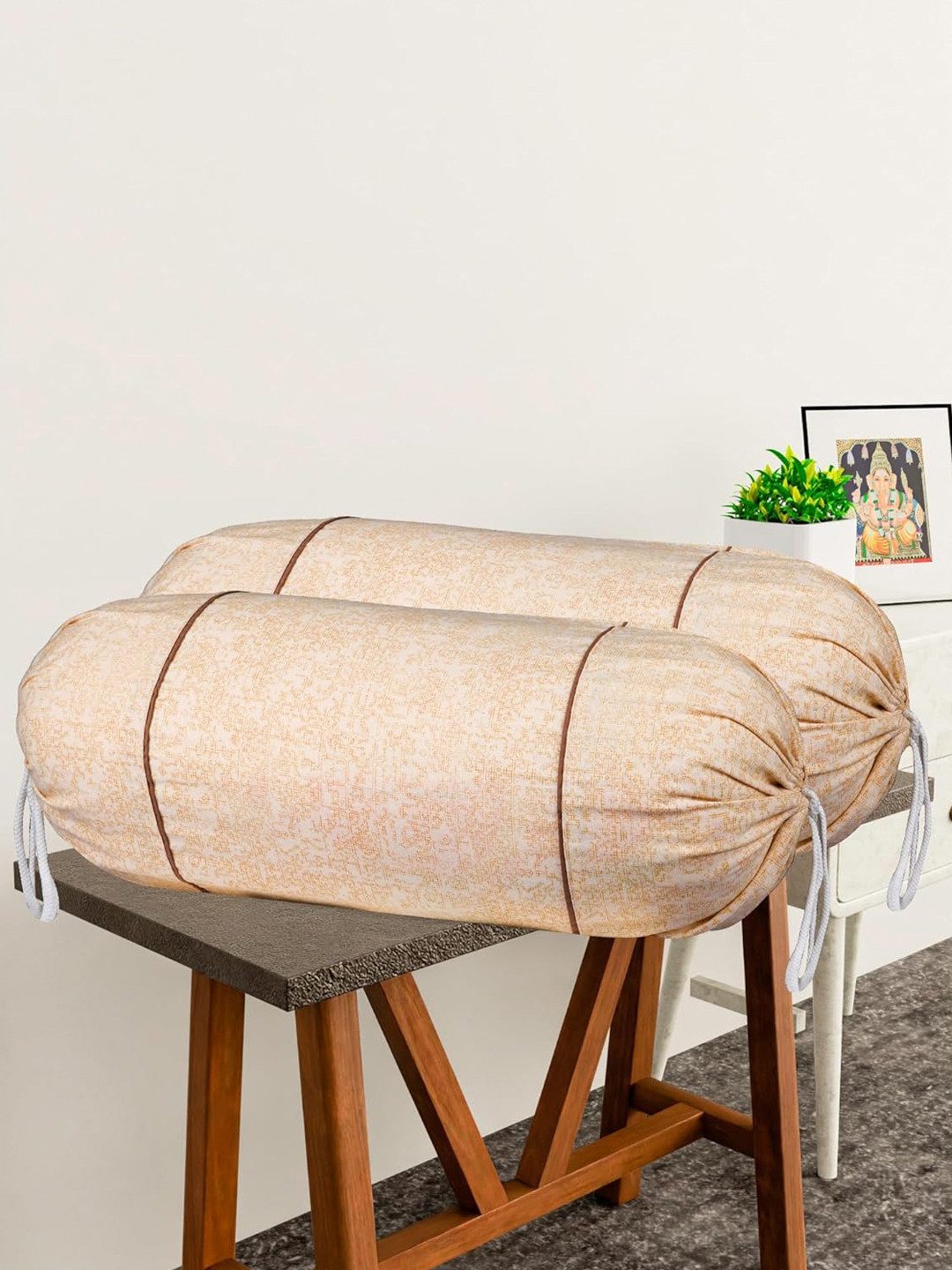 Kuber Industries Self Design 2 Pieces Printed Cotton Bolster Covers