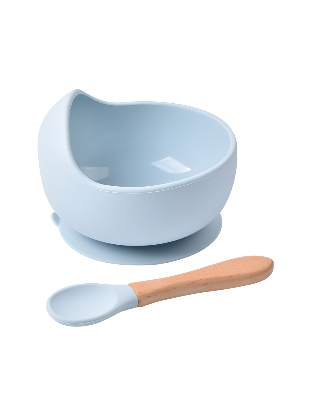 YELONA Silicone Glossy Baby Bowl With Wooden Spoon