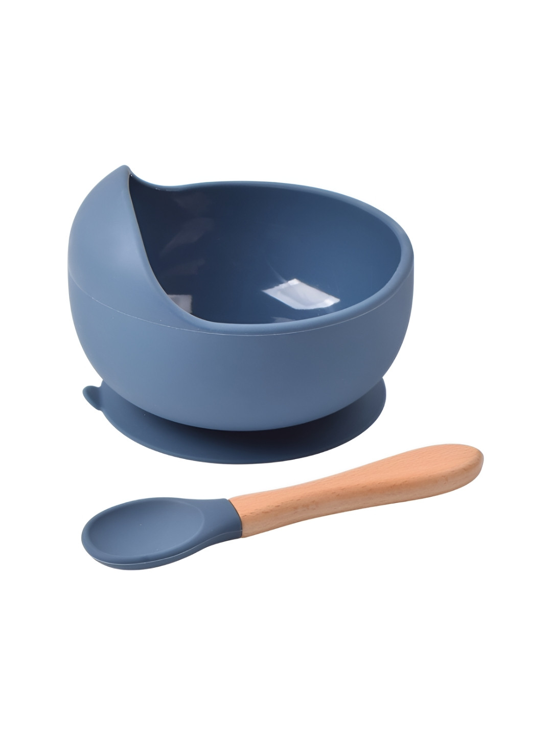 YELONA Silicone Glossy Baby Bowl With Wooden Spoon