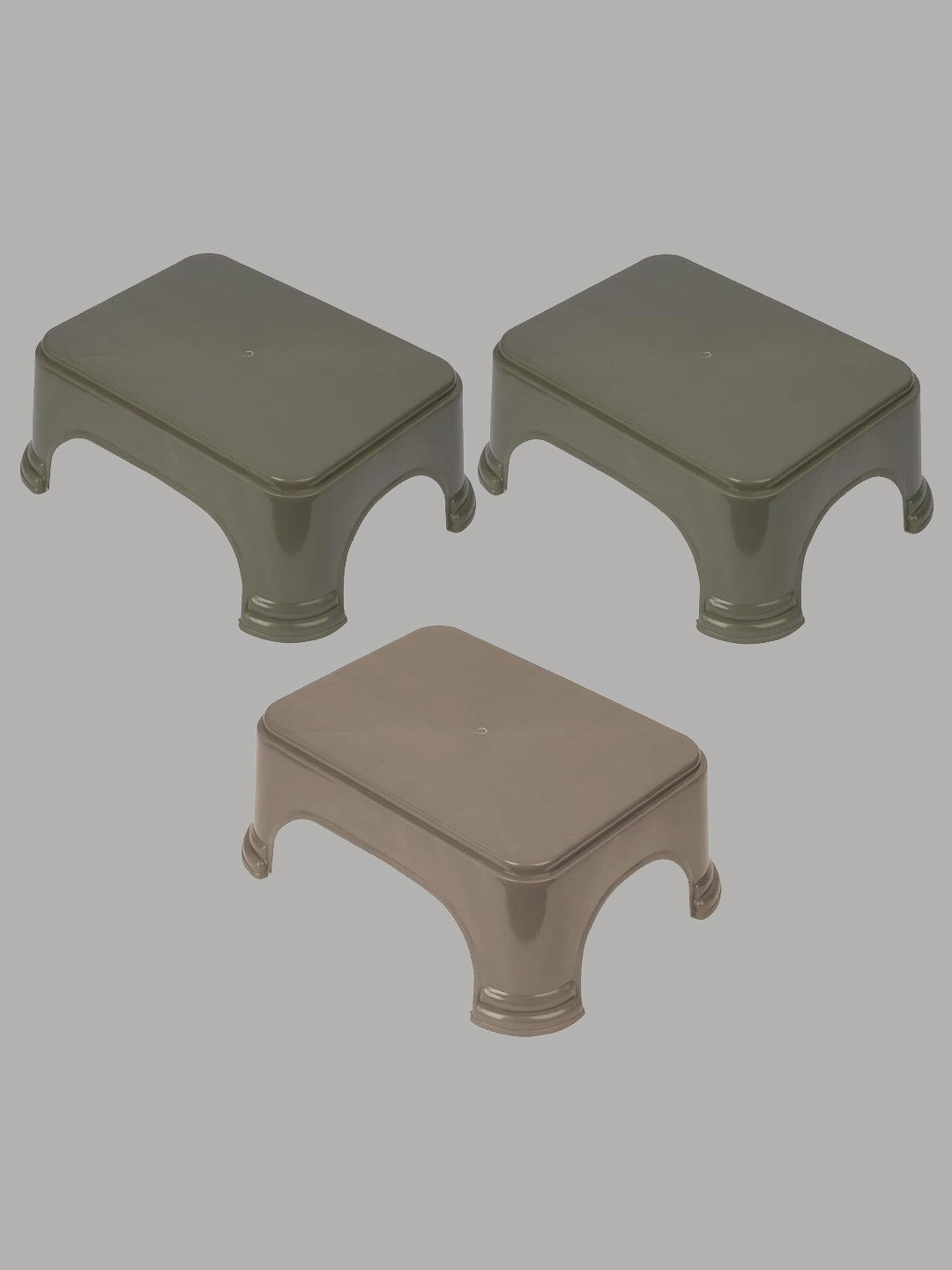 Kuber Industries Green & Brown 3 Pieces Step Stool