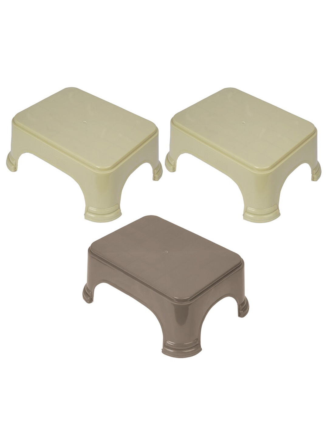 Kuber Industries Cream & Brown 3 Pcs Bathroom Step Stools
