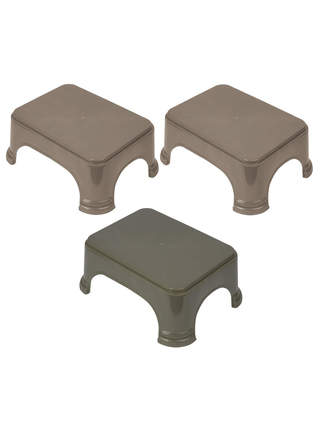 Kuber Industries Grey 3 Pieces Solid Step Stool