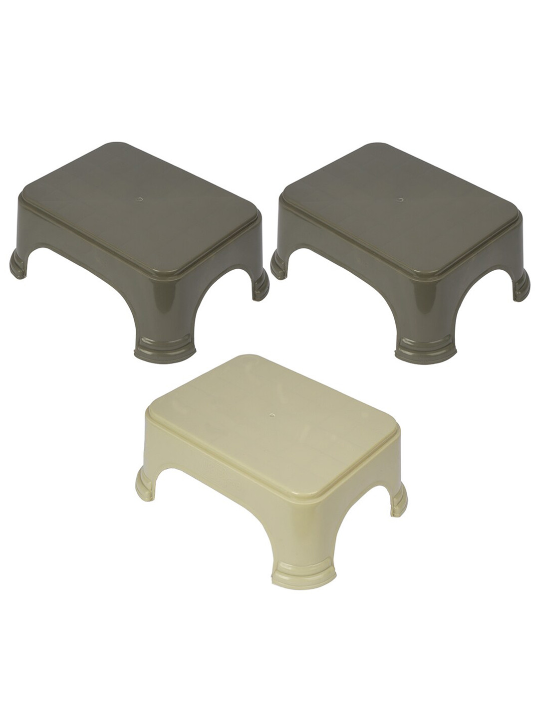 Kuber Industries Beige & Grey 3Pcs Bathroom Step Stool