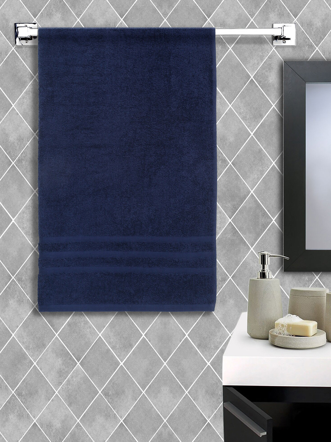 Cantabil Navy Blue Cotton Bath Towels