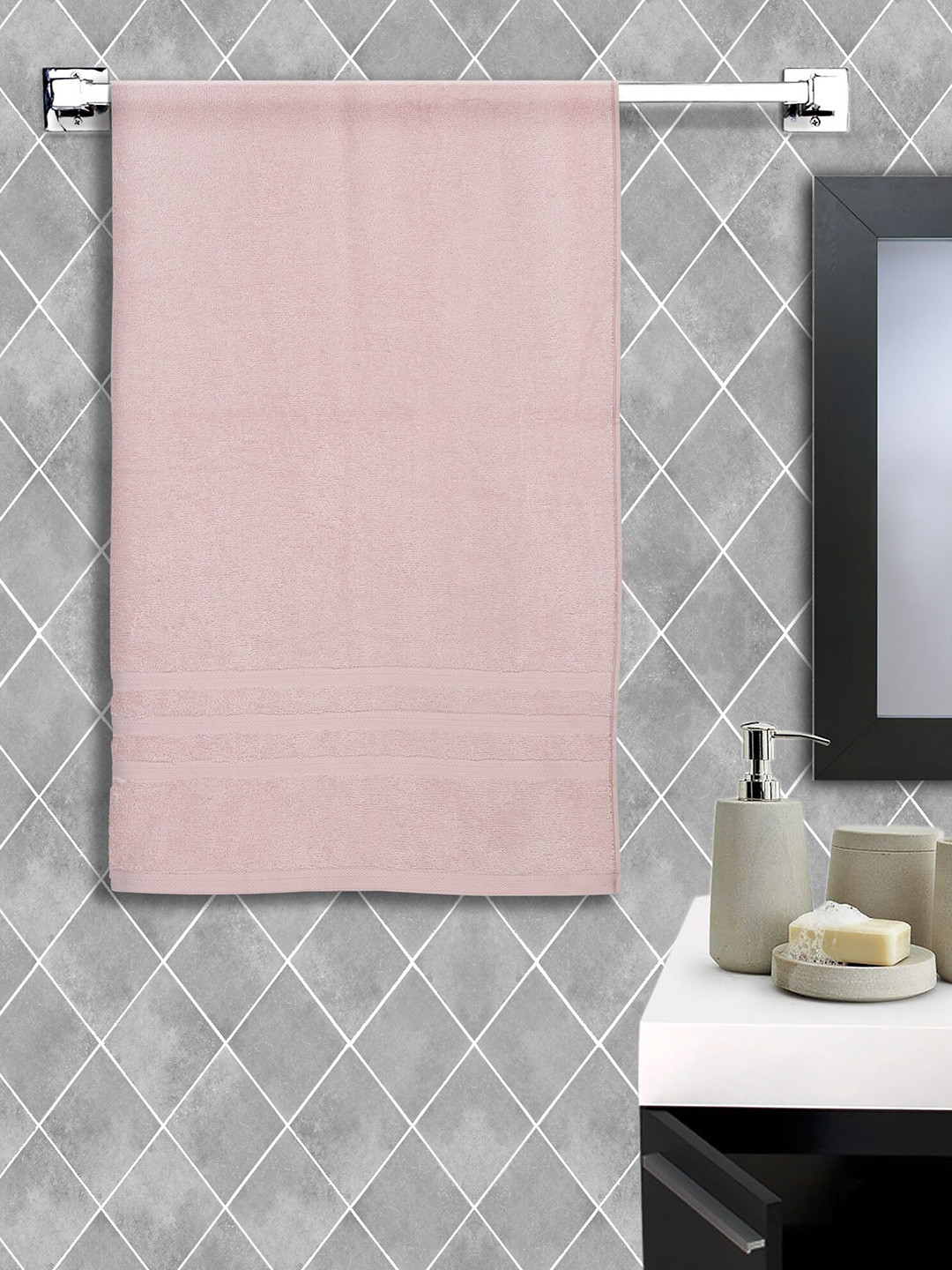 Cantabil Pink Cotton Bath Towels