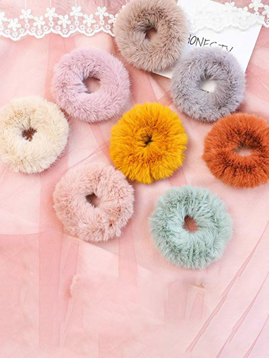DN Creation Assorted Set of 6 Faux Fur Ponytail Holders