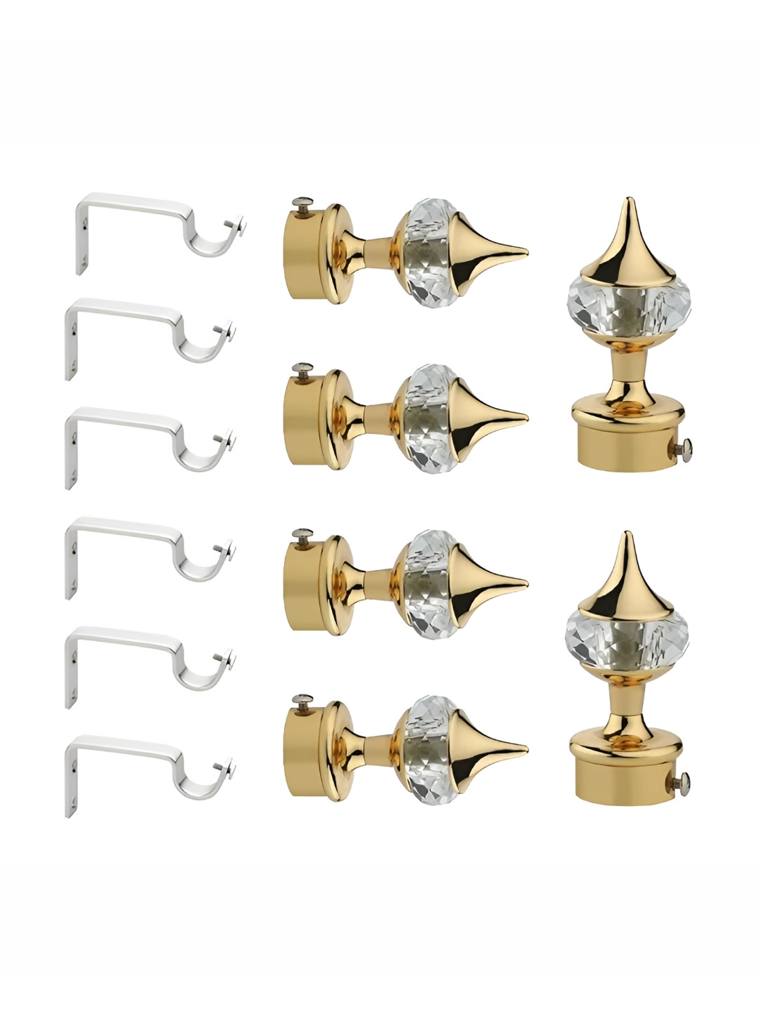 GLOXY Gold Toned 12 Pieces Stainless Steel Curtain Rods & Brackets