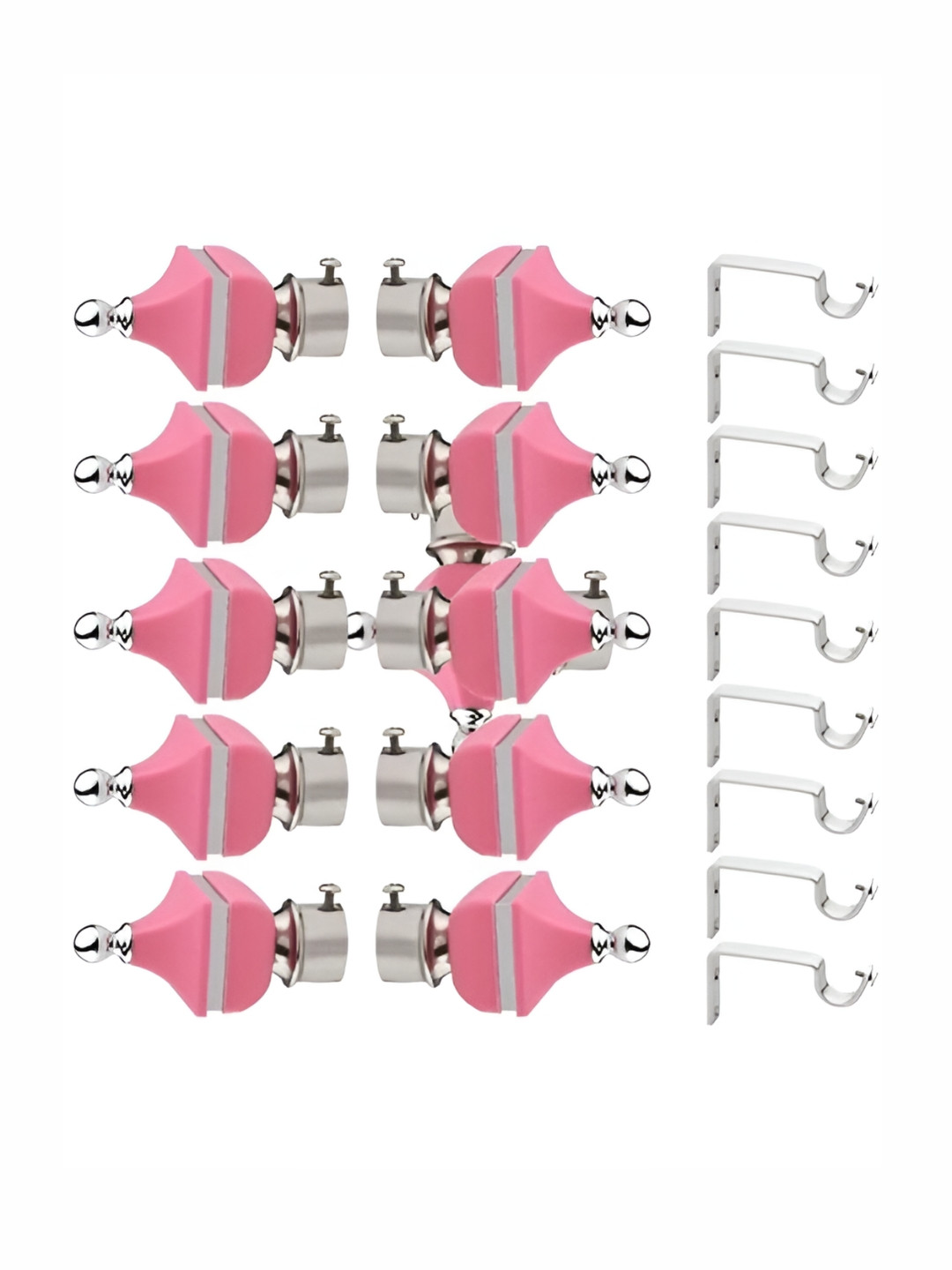 GLOXY Pink 19 Pieces Stainless Steel Curtain Rods & Brackets