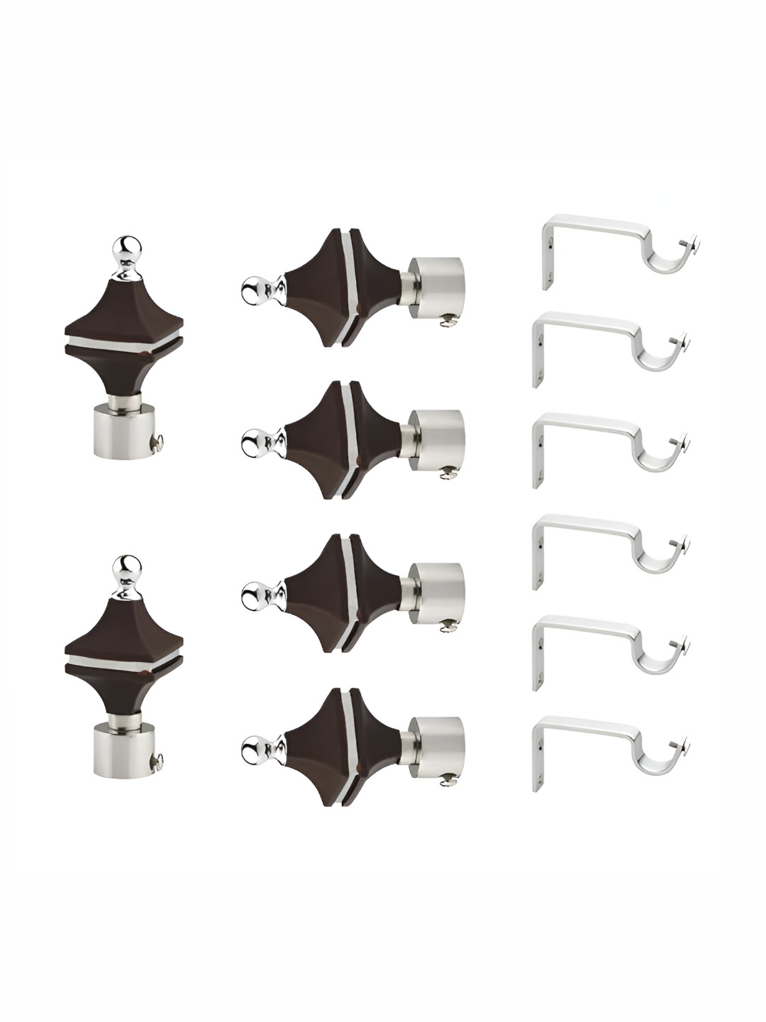 GLOXY Black 12 Pieces Stainless Steel Curtain Rods & Brackets