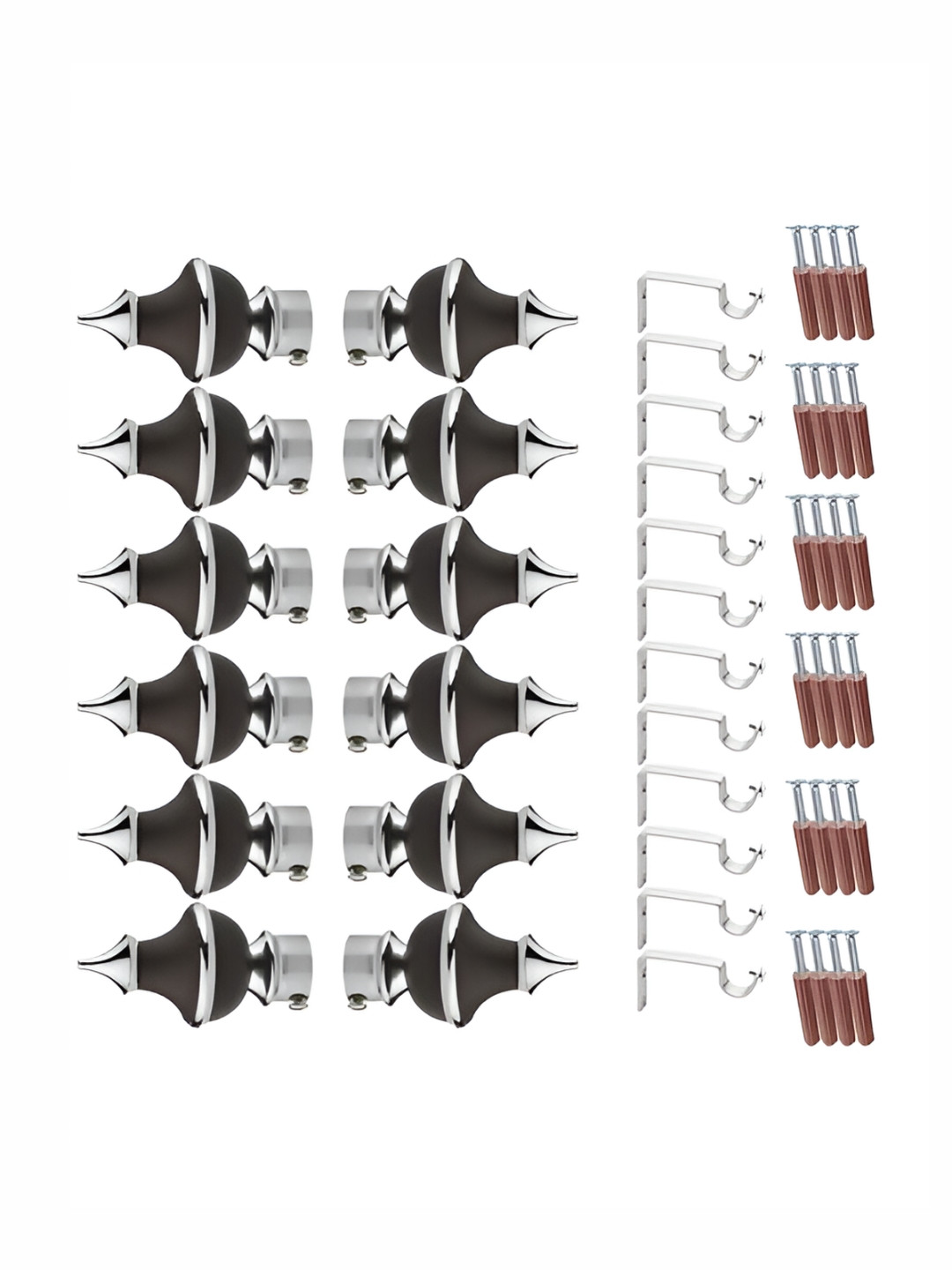 GLOXY Brown 12 Pieces Stainless Steel Curtain Rods Curtain Bracket with Rod Support