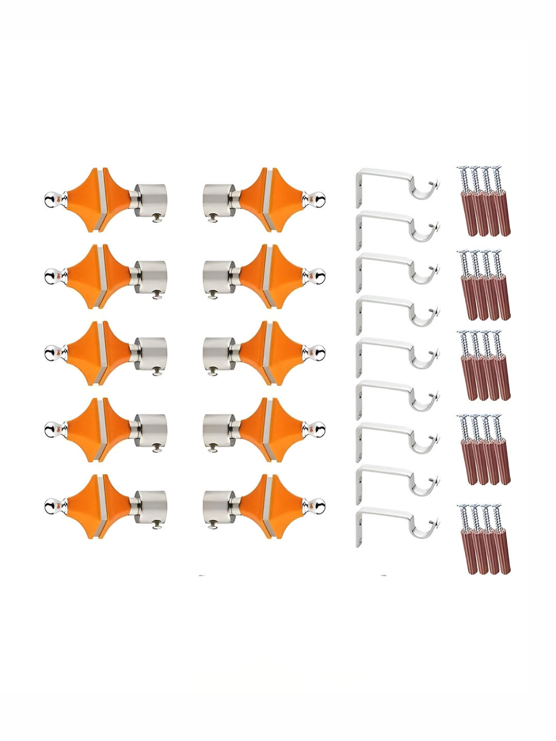 GLOXY Orange 5 Pieces Stainless Steel Curtain Rods & Brackets
