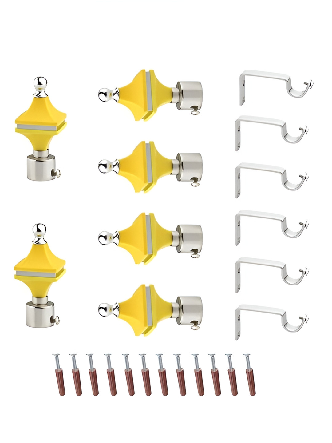 GLOXY Yellow 3 Pieces Stainless Steel Curtain Rods and Brackets