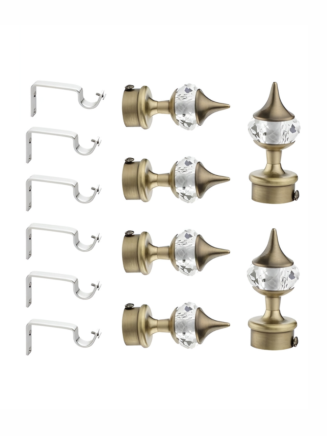 GLOXY 5Pcs Green 32 Pieces Aluminium Curtain Rods & Brackets