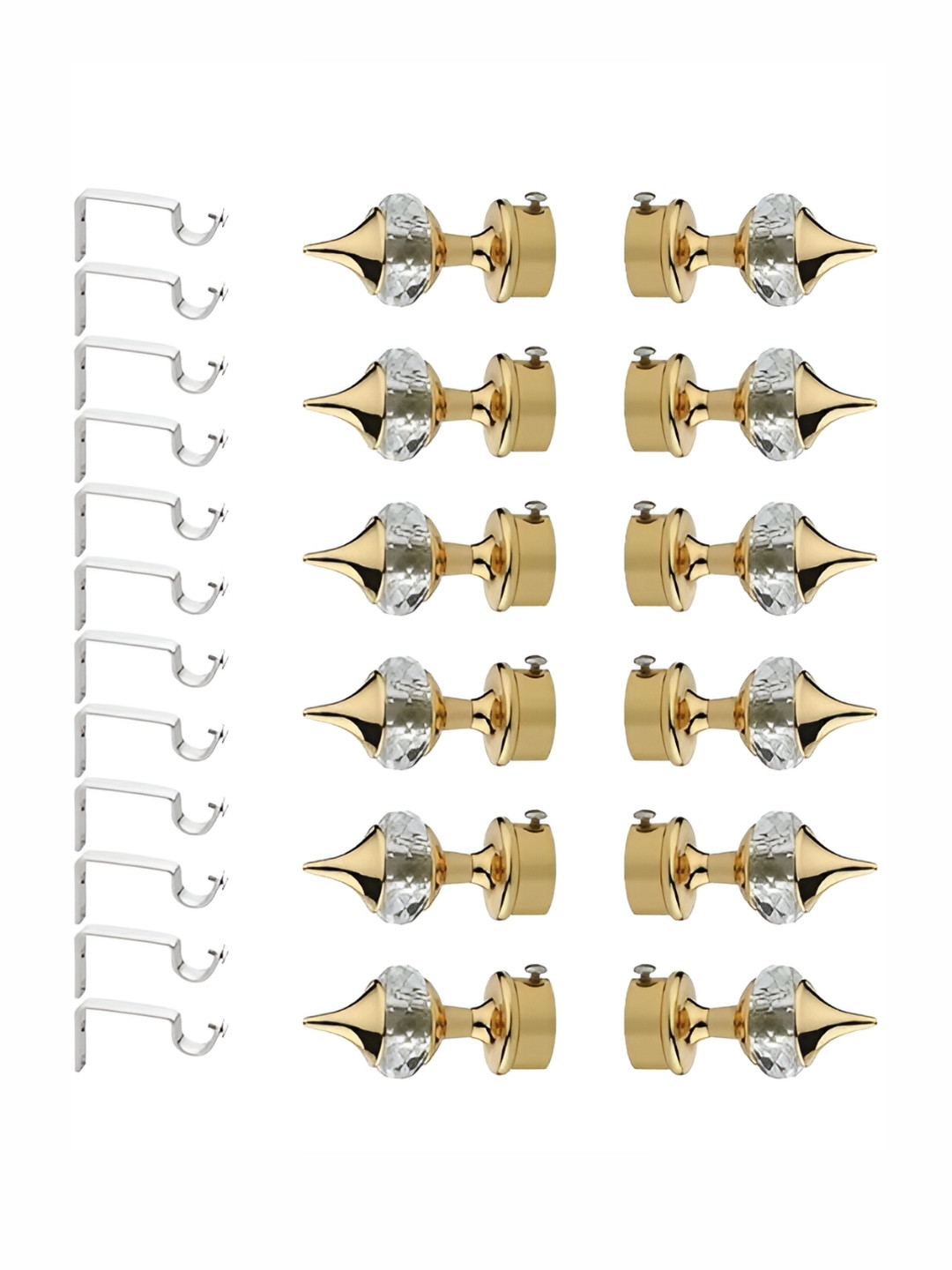 GLOXY 12 Pieces Gold & Silver Aluminum Curtain Rods & Brackets