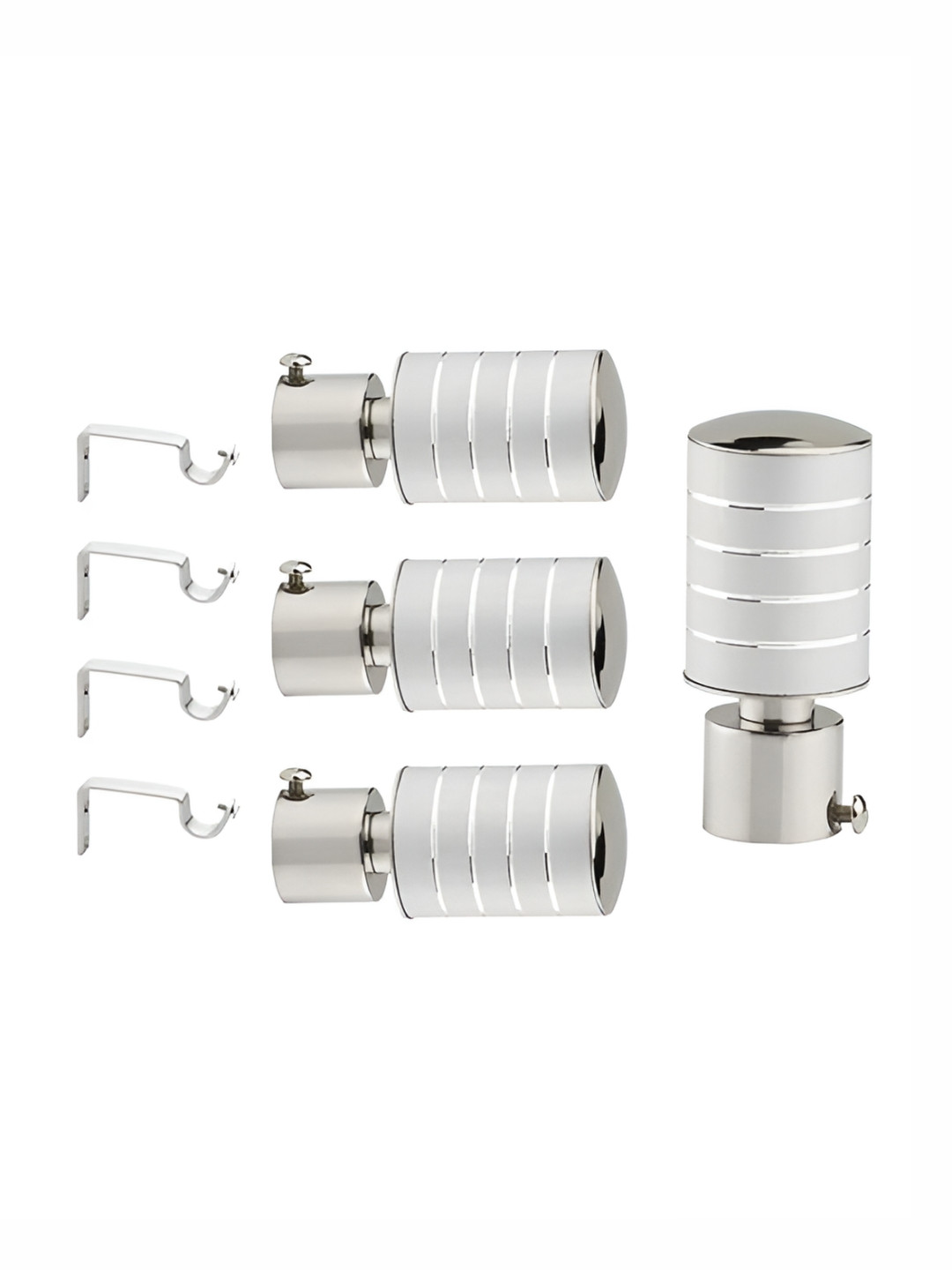 GLOXY Grey 2 Pieces Stainless Steel Curtain Rods With Brackets