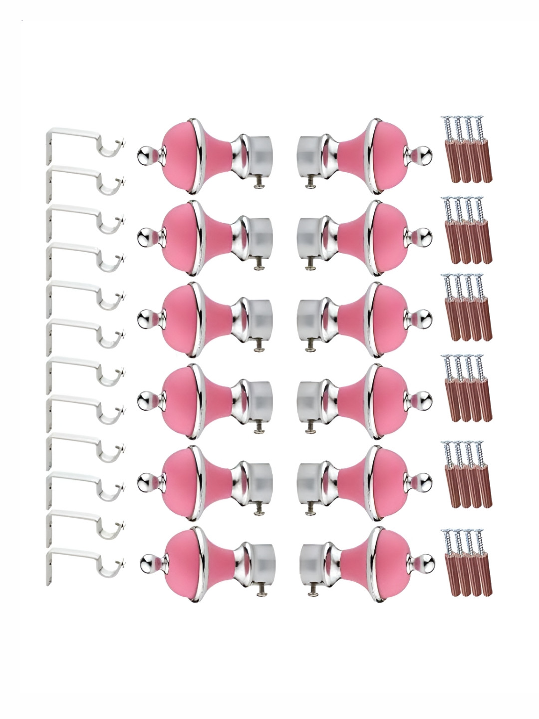 GLOXY  Pink & Grey Curtain Bracket With Support