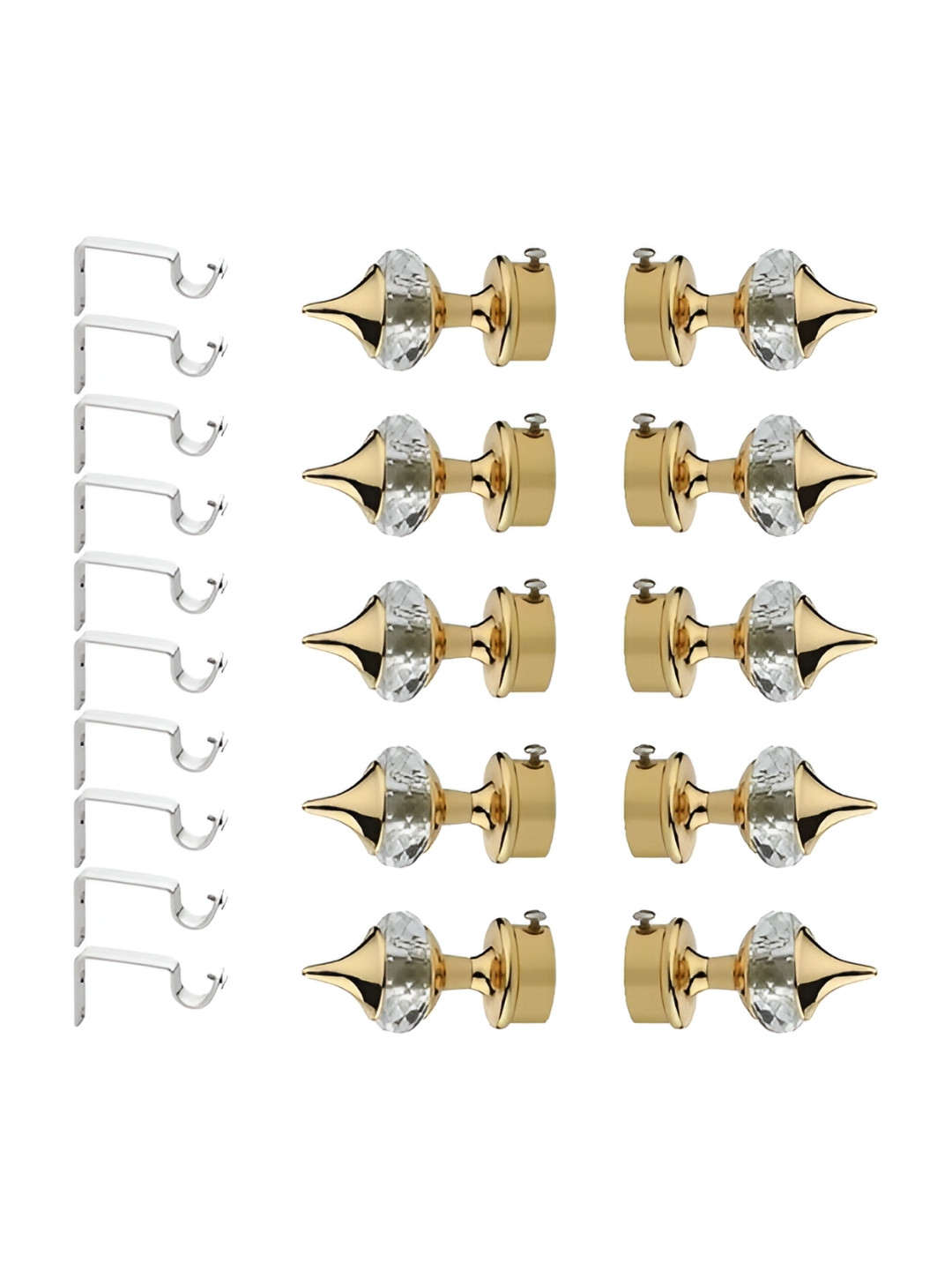 GLOXY Gold Toned 20 Pieces Aluminium  Curtain Rods & Brackets