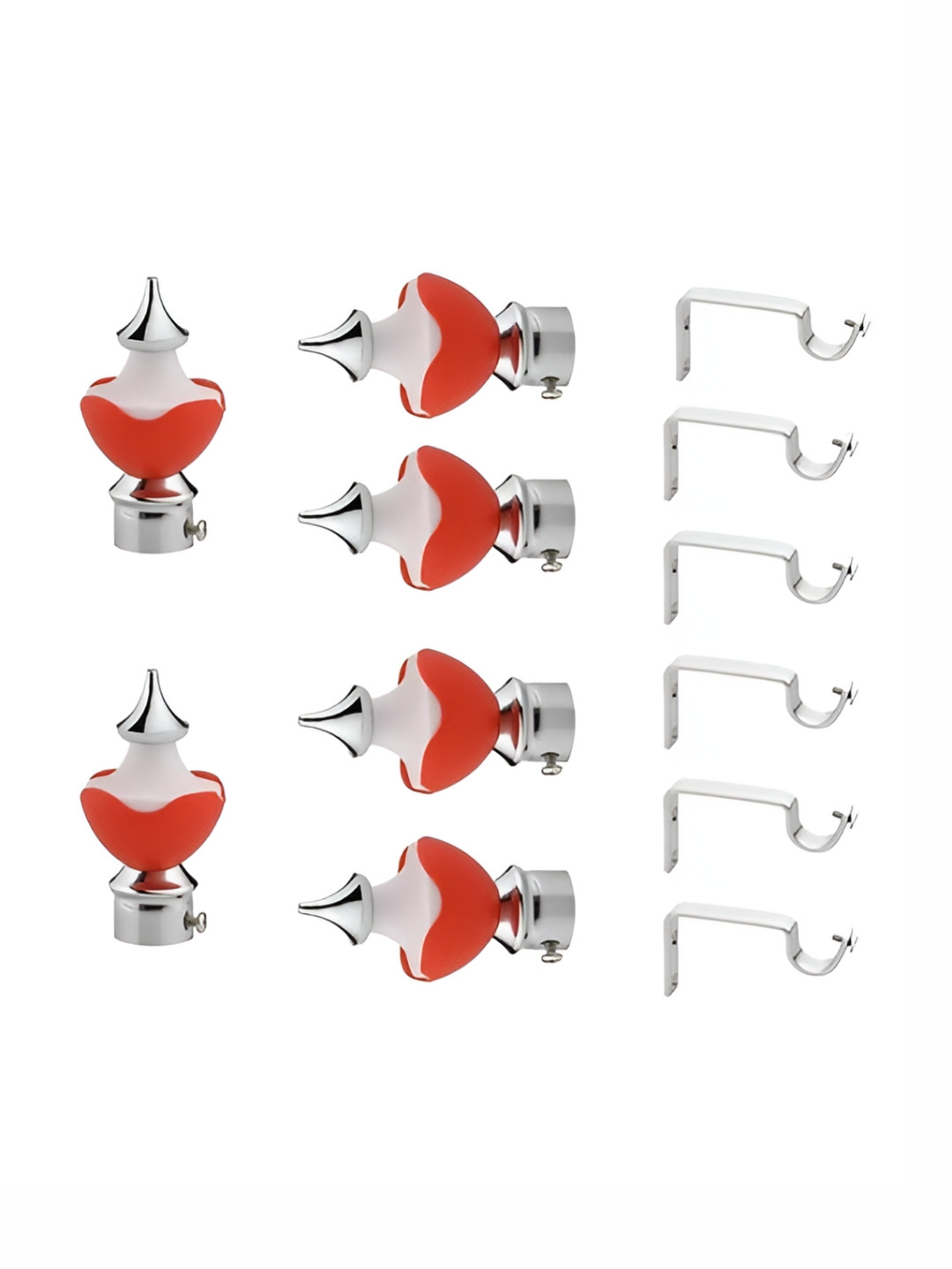 GLOXY Red 3 Pieces Stainless Steel Curtain Rods and Brackets
