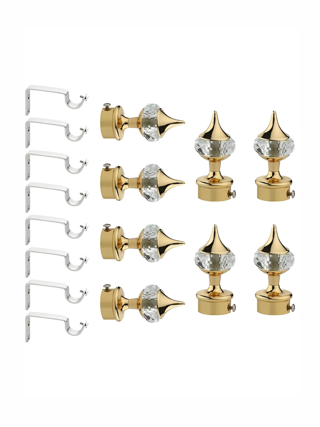 GLOXY Beige & White 8 Pieces Curtain Bracket With Rod Support