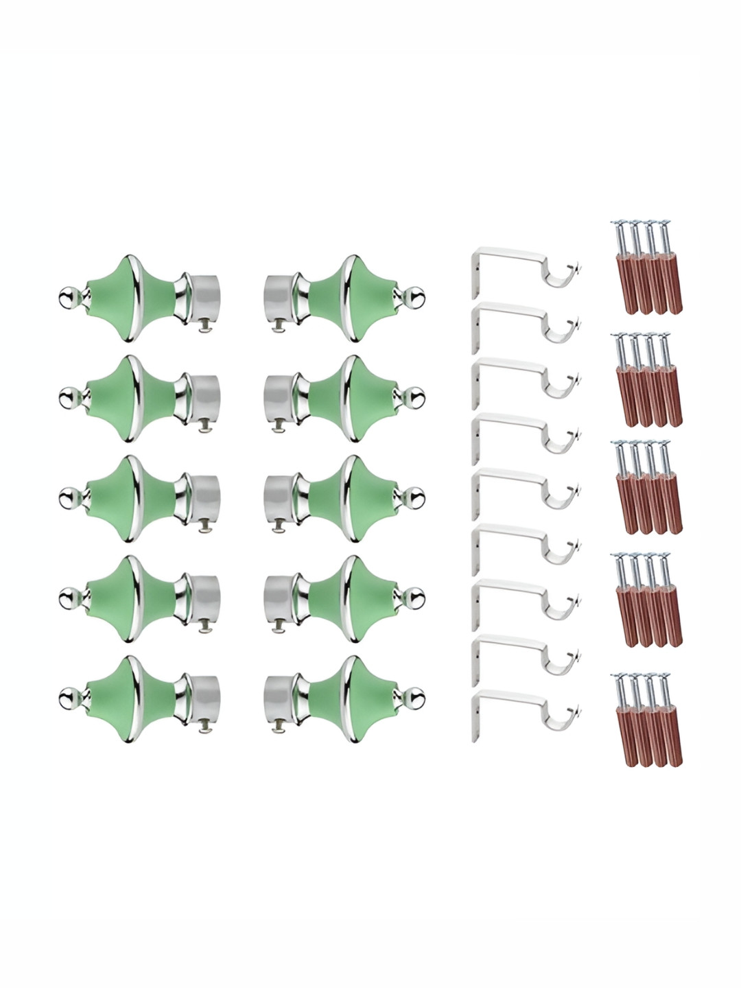 GLOXY Green 5 Pieces Stainless Steel Curtain Rods and Brackets