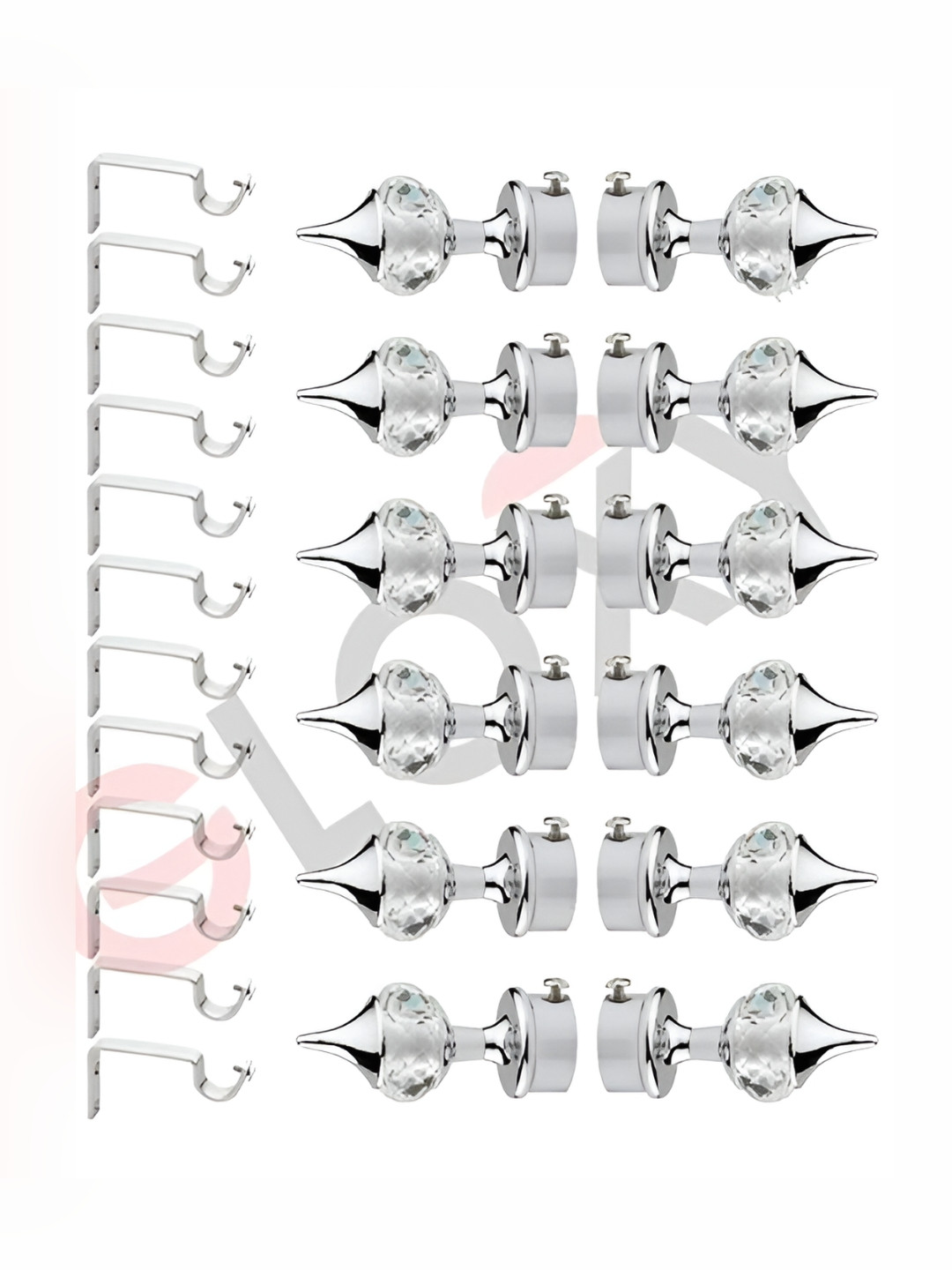 GLOXY 24 Pieces Silver Aluminum Curtain Rods & Brackets