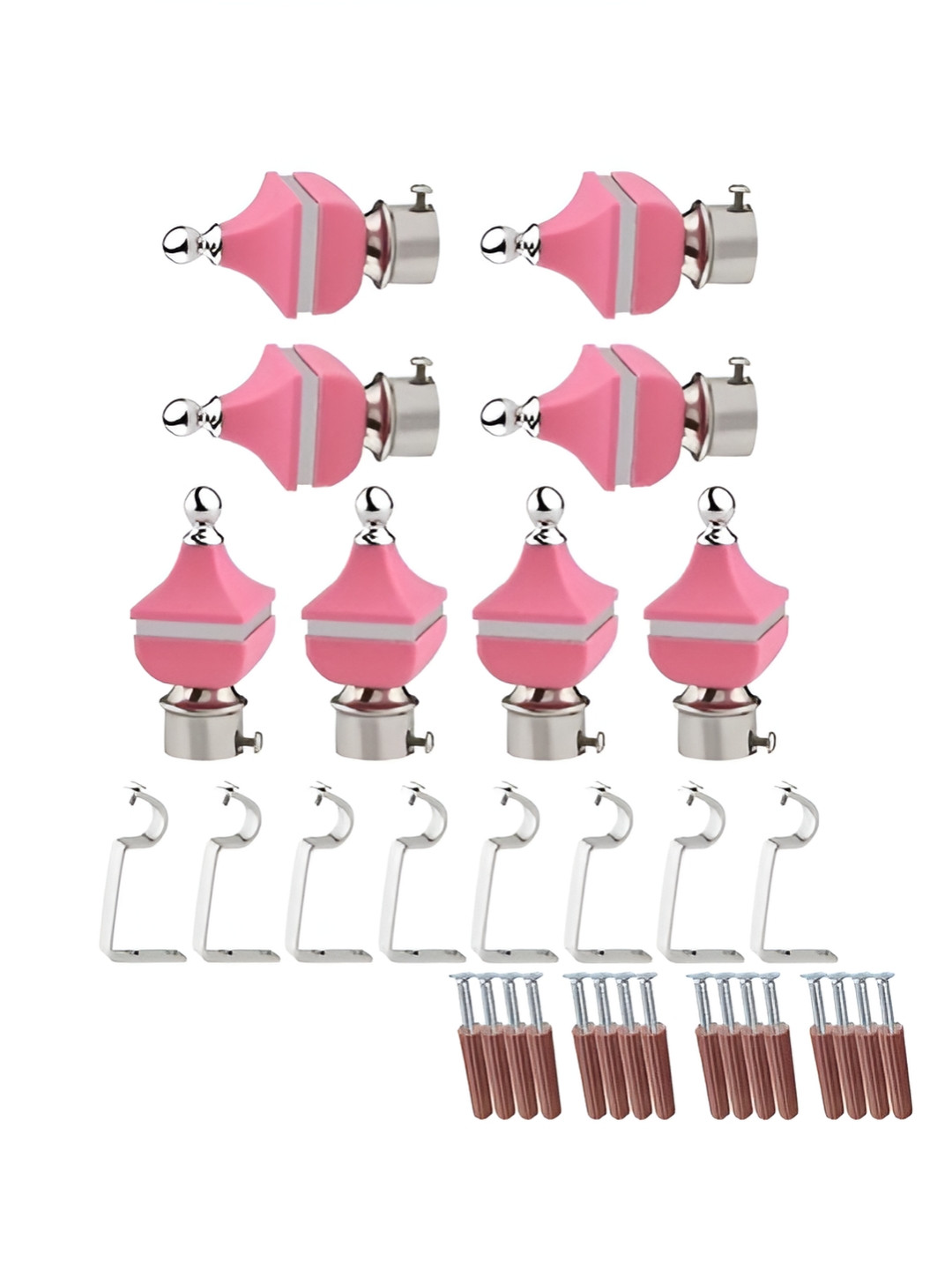 GLOXY Pink 4 Pieces Stainless Steel Curtain Rods & Brackets